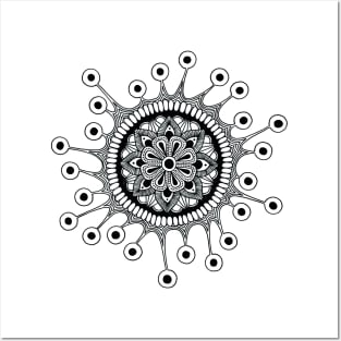 Virus Mandala (black) Posters and Art